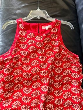 Philosophy Bright Red Sleeveless Floral Print Top